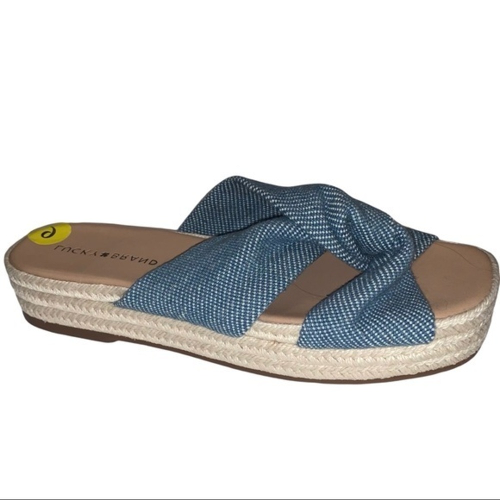 Lucky Brand size 9 blue platform slip-on sandals